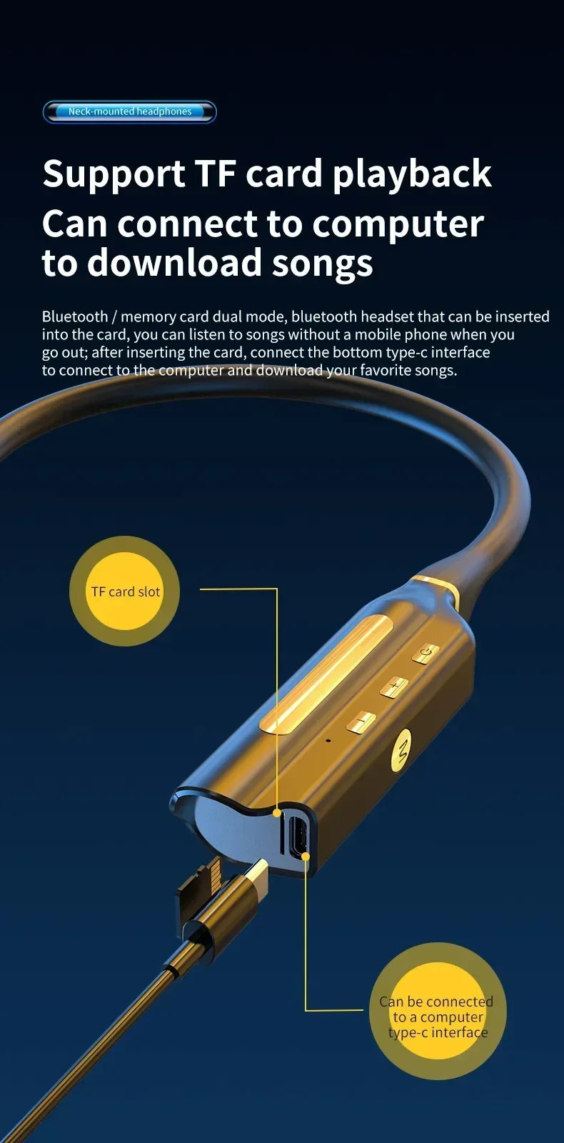 Auriculares Bluetooth Banda para el Cuello Deportivos