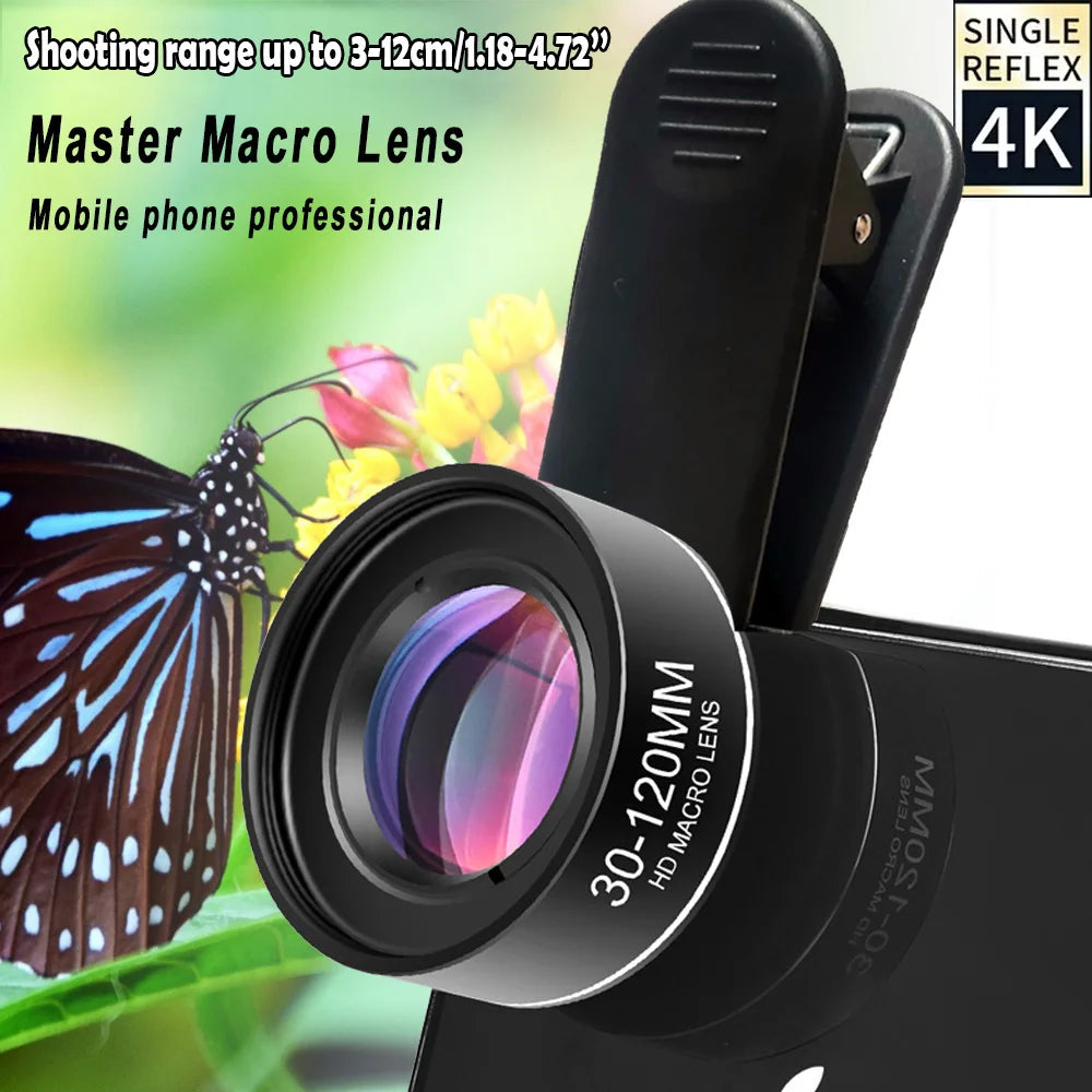 Lente Macro 30-120mm con Clip Universal y Filtros CPL Star para Móvil