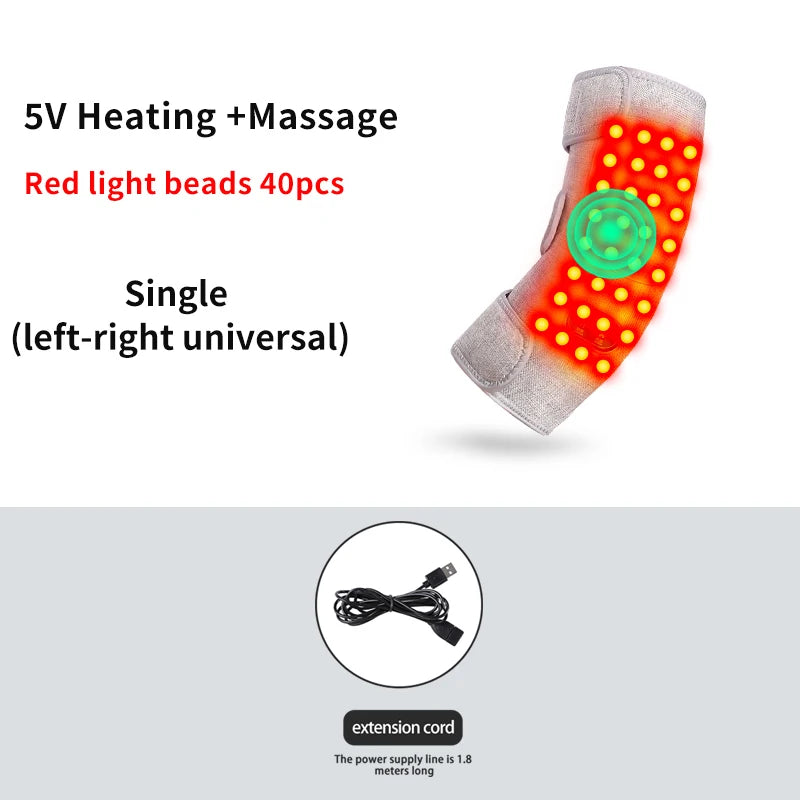 Masajeador de codo eléctrico con luz roja, ajuste de 3 niveles, relajación muscular y comodidad de las articulaciones, cuidado del codo para fanáticos/mayores de fitness