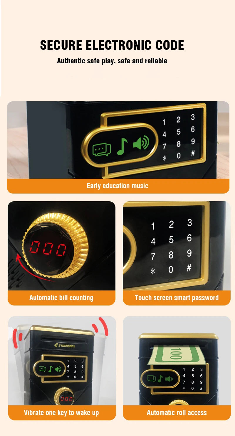 Hucha Electrónica con Pantalla Táctil y Contraseña para Niños