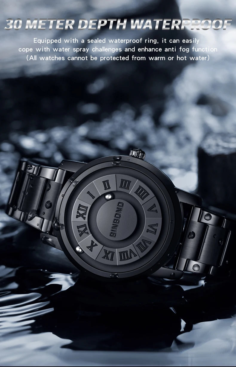Reloj de Cuarzo BINBOND para Hombre, Acero Inoxidable, Resistente al Agua