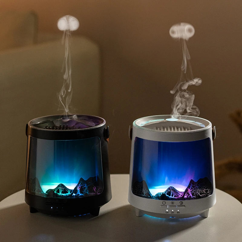 Difusor de aromas y humidificador con efecto aurora, control remoto, 300 ml