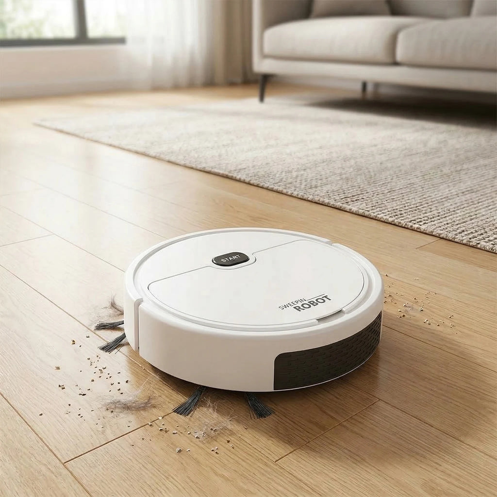 Robot Aspirador 3 en 1, Ultrafino, Recargable, Bajo Ruido para Suelo de Madera y Baldosas