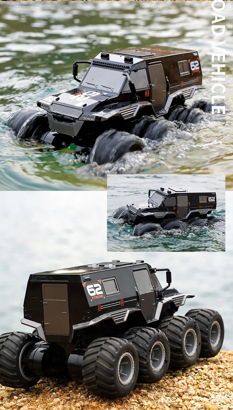    JJRC Q137 8x8 2,4G coche de Control remoto 8wd vehículo acrobático anfibio todoterreno camión de carreras de velocidad de 8 ruedas juguete sobre orugas impermeable