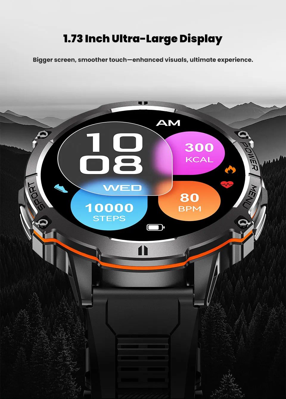Nuevo reloj inteligente militar T-Rex3 con batería de 1000mAh para hombres, brújula GPS resistente al agua de 10ATM, pantalla AMOLED de 1,73 pulgadas, relojes inteligentes deportivos para llamadas