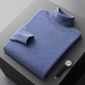 Suéter de cachemira Merina para hombre, Jersey de punto acolchado, cálido, cuello de tortuga, abrigo holgado de talla grande, otoño e invierno, 100%