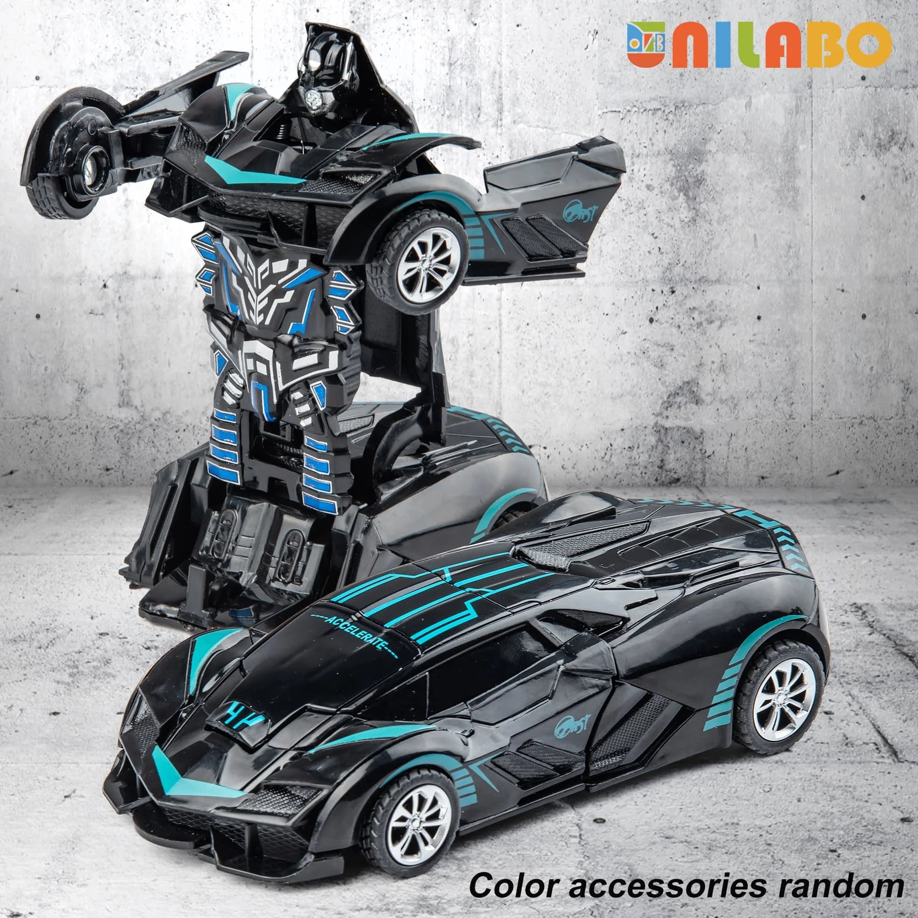 Coche robot transformable sin baterías, juguete educativo colorido para niños