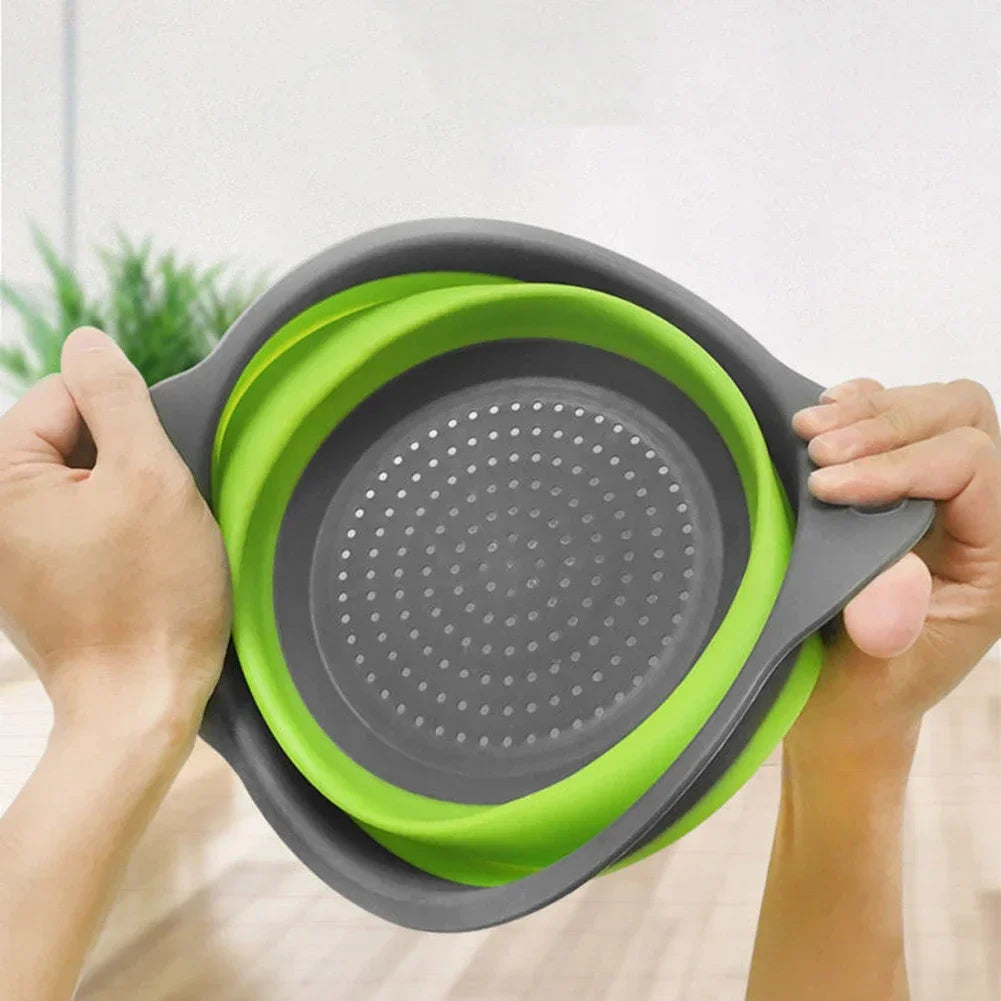 Escurridor plegable de silicona, cesta para lavar frutas y verduras, colador plegable, escurridor plegable, herramienta de almacenamiento de cocina