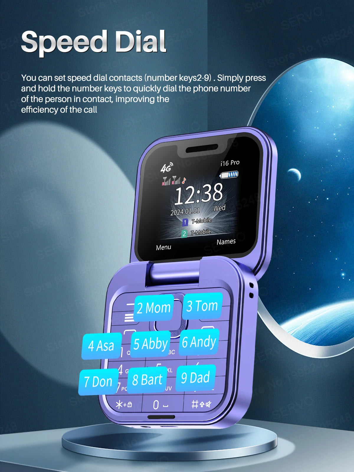 SERVO i16 PRO 4G LTE Mini teléfono móvil con tapa Dual SIM llamada en espera grabación velocidad Dial Radio FM pantalla de 1,77 "teléfonos móviles plegables