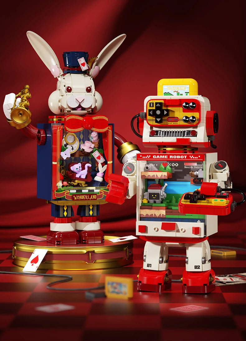 JAKI Mr. Rabbit - Caja de Música de Bloques de Construcción, Modelo Mecánico DIY STEM MOC, Decoración para el Hogar, Regalo de Halloween y Navidad para Niños, Niñas y Adultos