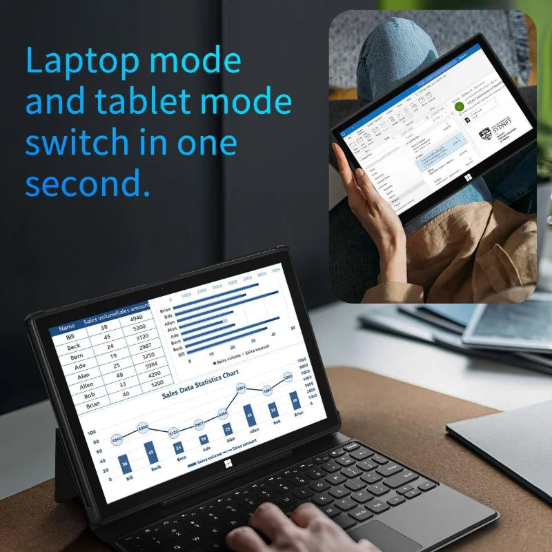 Tablet PC AR20 de 10.1 Pulgadas con Windows 11, 4 GB de RAM DDR, 64 GB, Intel Celeron N3350 de Cuatro Núcleos, 1920 x 1200 HD IPS, HD-MI, Tipo-C, Cámaras Duales
