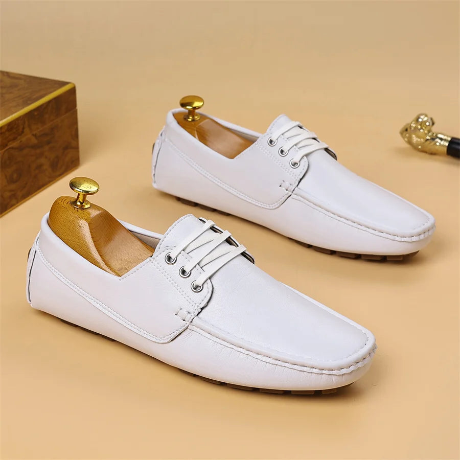 Zapatos Casuales de Piel Sintética Hechos a Mano para Hombre, Antideslizantes, Mocasines Cómodos para Conducir, Zapatos de Vestir para Oficina