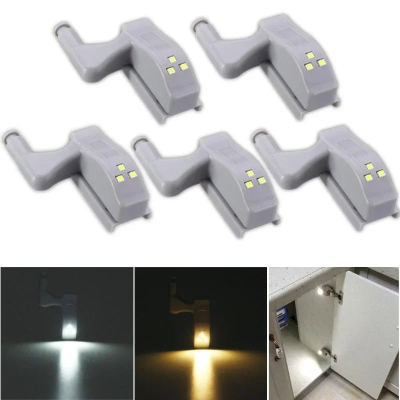 10 unids/set de luces LED para armario de cocina, lámpara con bisagra interior, iluminación para dormitorio, armario, debajo del armario, luces nocturnas