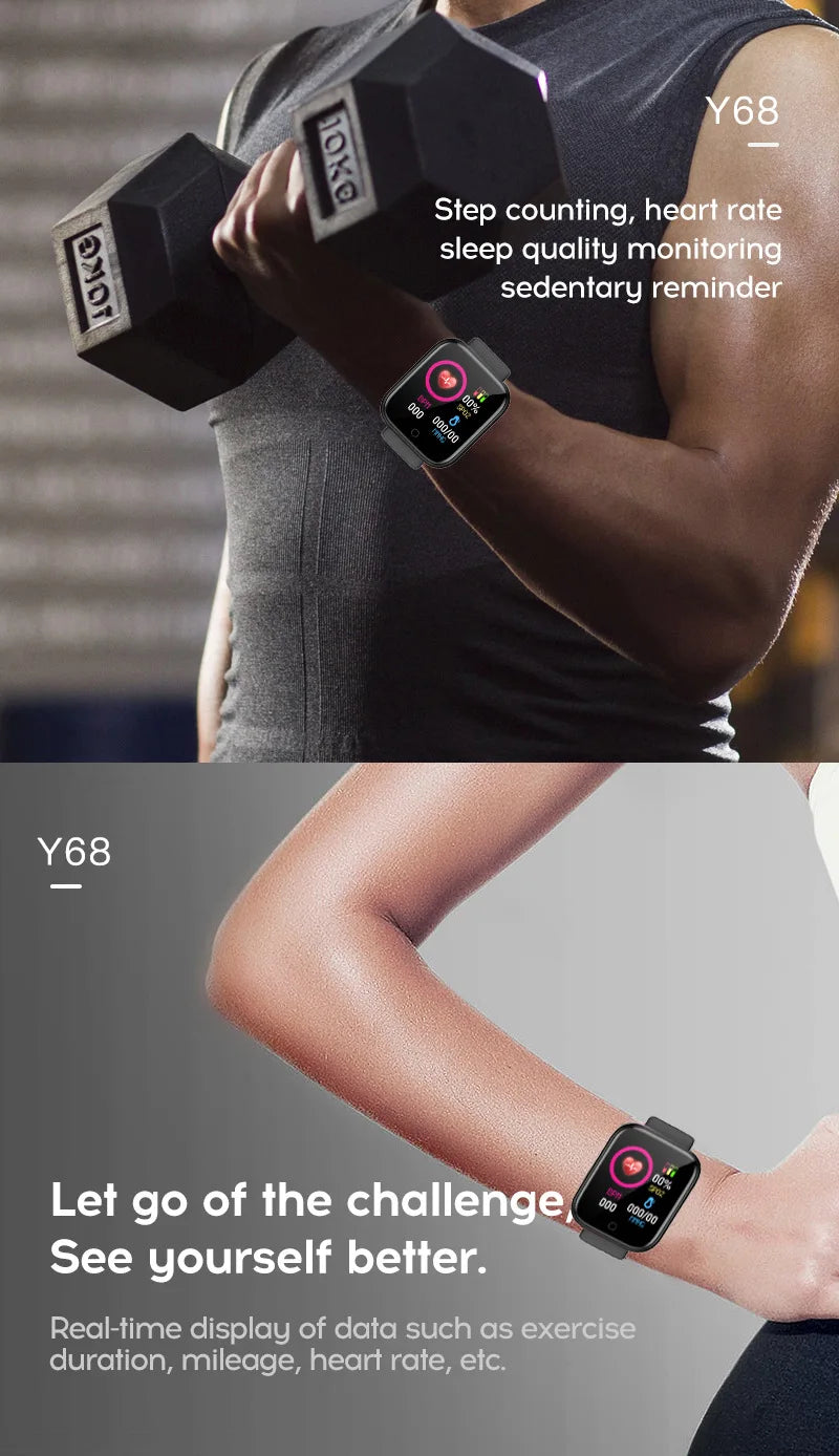 Reloj inteligente D20Pro para hombres y mujeres, reloj deportivo con seguimiento de actividad física, Monitor de ritmo cardíaco y presión arterial, reloj inteligente resistente al agua para Android IOS