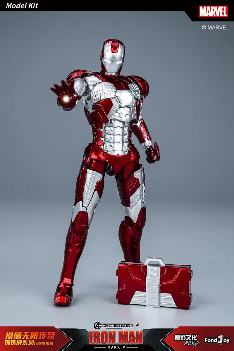 Figura de Anime de Iron Man MK5 de Marvel, Kit de Modelo a Escala 1/12, Serie Infinity Saga, Ironman Mark 5, Ensamblaje ABS, Articulaciones Móviles, Regalos y Juguetes