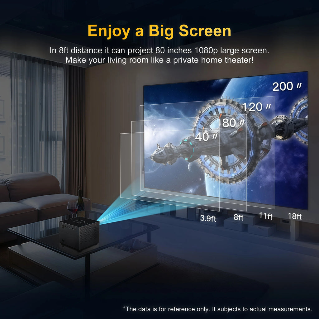 Mini Proyector Xnano X3 Android 9.0 Decodificación 8K Enfoque Eléctrico ±50 °   Sistema de Cine en Casa Portátil Keystone con Luz ARGB, Audio Dolby, WiFi y Bluetooth