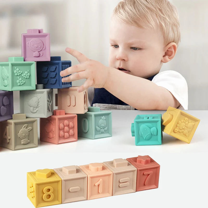 Bloques de Construcción Montessori de Silicona para Bebés