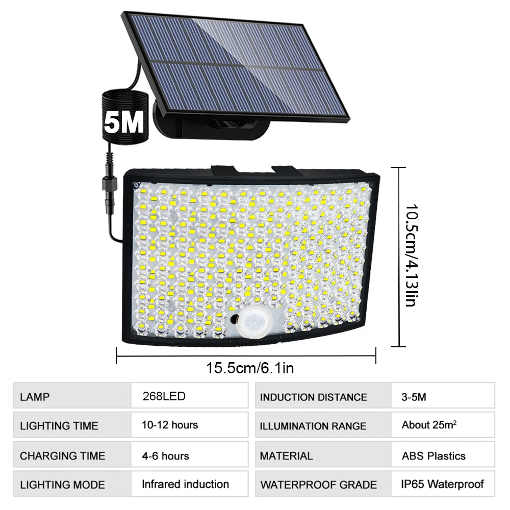 Lámpara Solar LED con Sensor de Movimiento para Jardín y Exterior