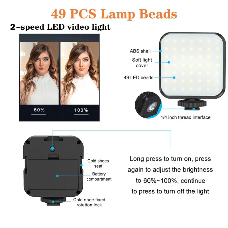 Soporte para teléfono móvil, iluminación de fotografía, Kit de vídeo para Smartphone, micrófono LED, trípode para Selfie, mango de grabación, soporte estabilizador portátil