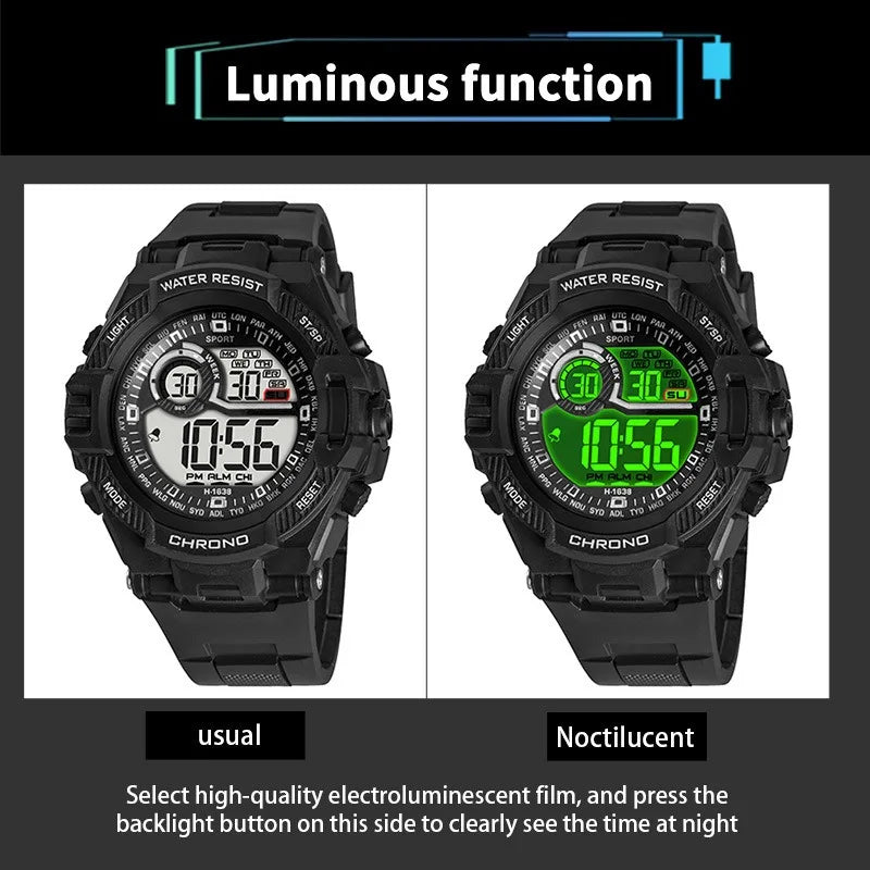 Reloj Digital Deportivo con Cronómetro y Calendario