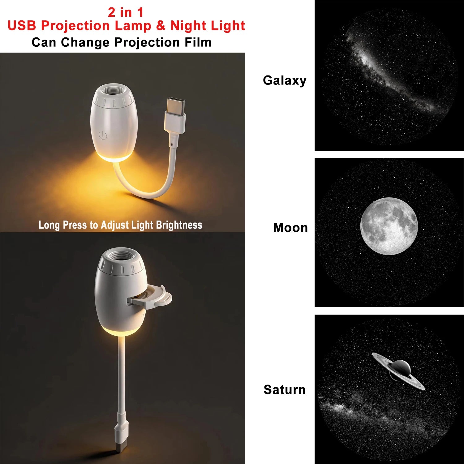 Proyector LED Galaxia Saturno USB Decoración Interior