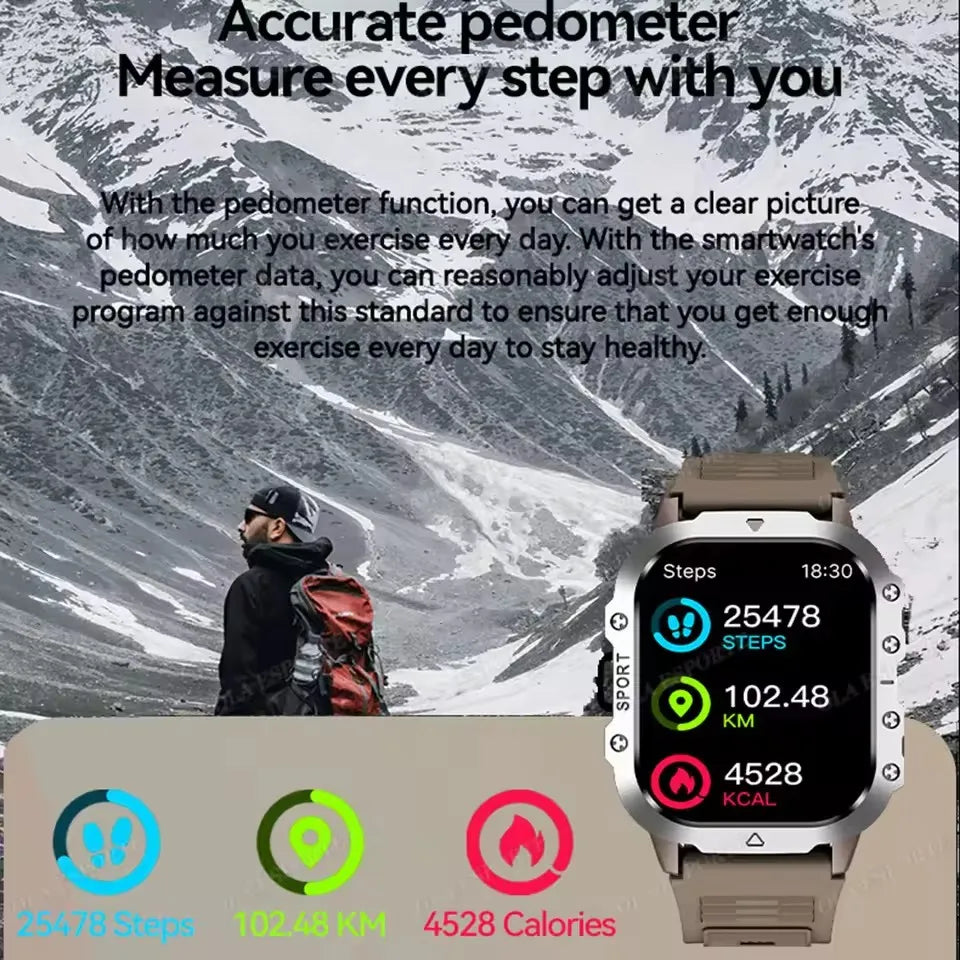 2025 nuevo reloj inteligente para hombres militar al aire libre GPS relojes deportivos ritmo cardíaco sueño impermeable reloj inteligente IOS Android