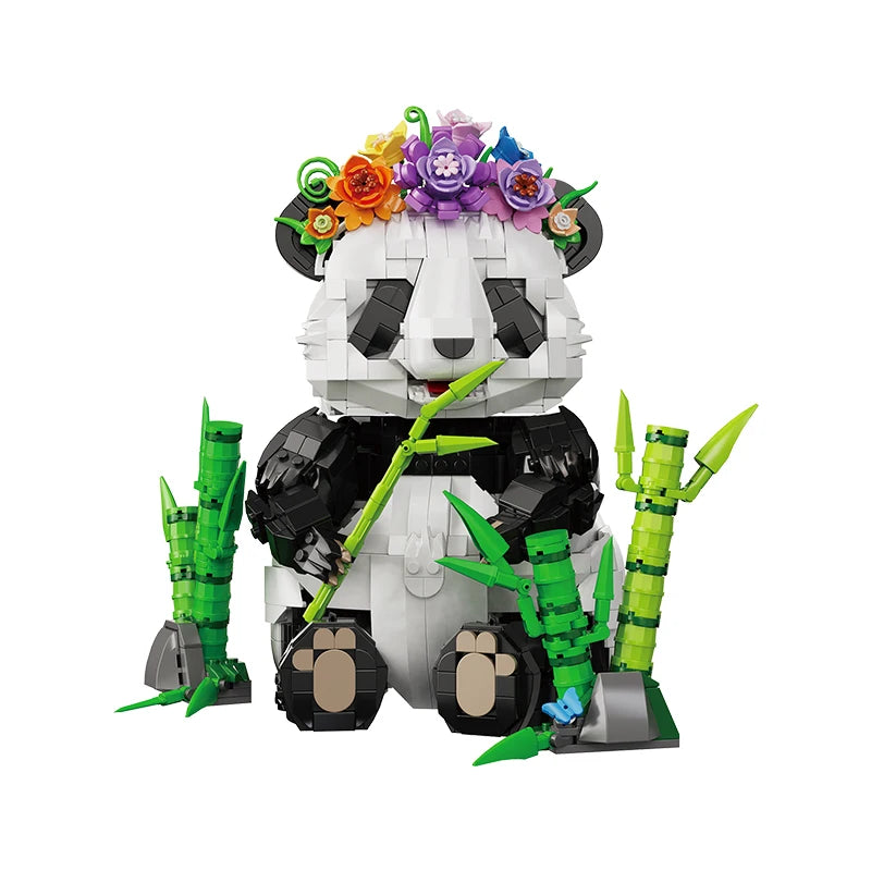 Bloques de Construcción KQ202 MOC Panda, Modelo de Animal del Bosque de Bambú, Decoración de Escritorio STEM para el Hogar, Regalo Educativo de Cumpleaños y Navidad para Niños