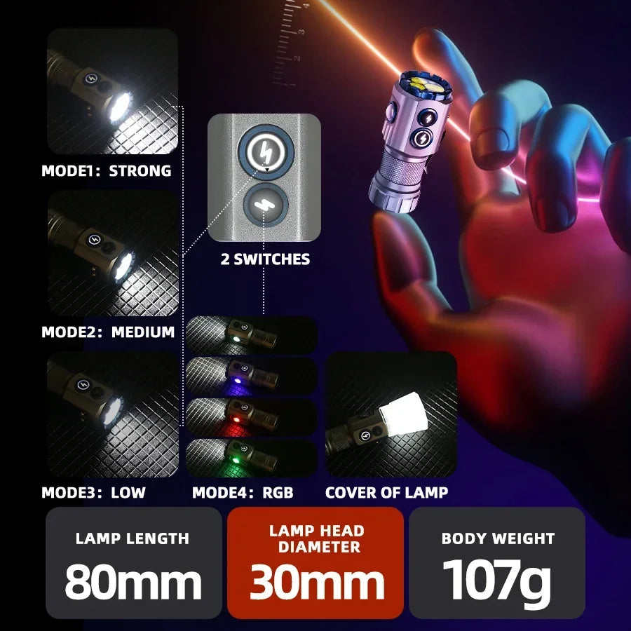 Mini Linterna LED Llavero EDC Táctica para Camping