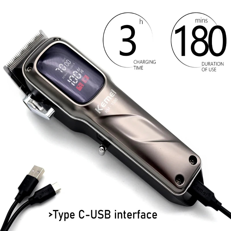 Cortadora de Pelo Kemei KM-1550 con Pantalla LCD