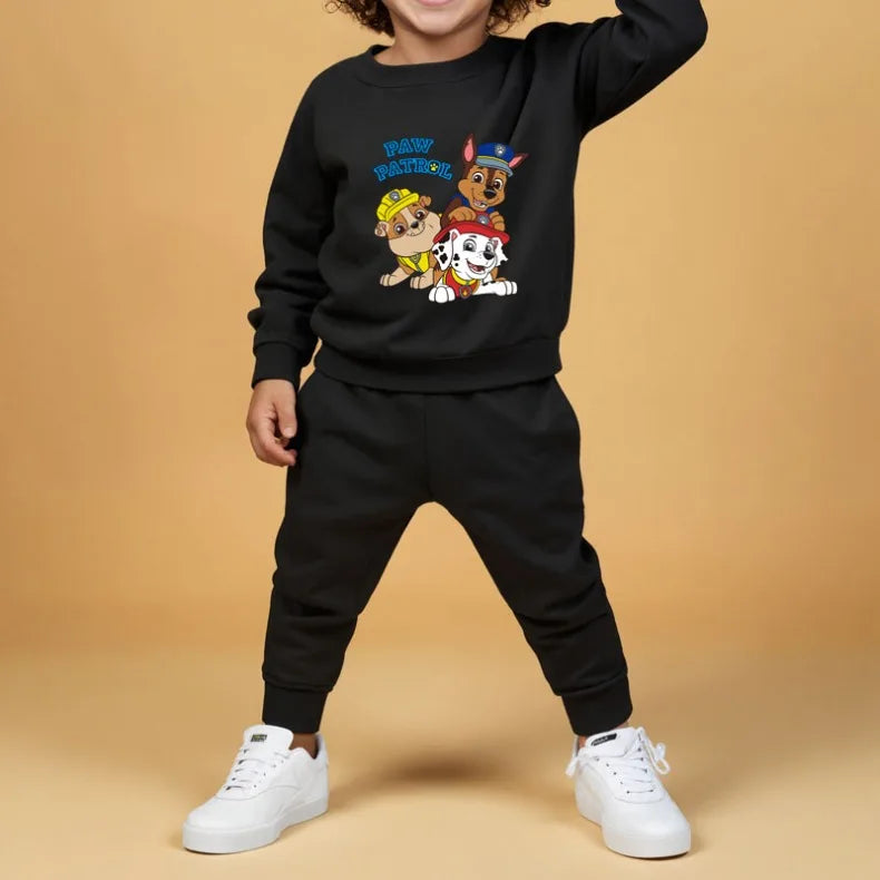 PAW Patrol primavera otoño niños jersey con cuello redondo y pantalón de chándal conjunto de dos piezas sudaderas con capucha casuales para niños conjuntos de ropa deportiva para niños traje