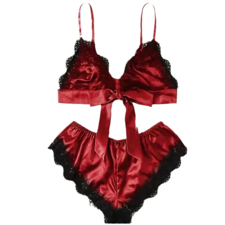 Conjunto de Pijama Sexy para Mujer 4 Piezas con Encaje