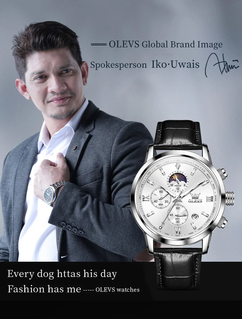 Reloj OLEVS Cronógrafo Fase Lunar de Cuarzo para Hombre