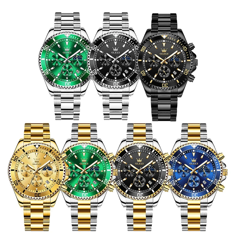 Reloj de Cuarzo OLEVS 2870 Cronógrafo con Fase Lunar para Hombre