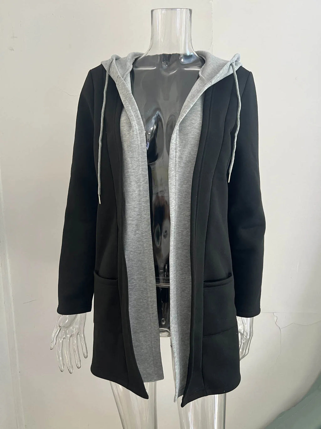 Otoño e Invierno nueva mujer casual moda patchwork color a juego cardigan sudadera con capucha