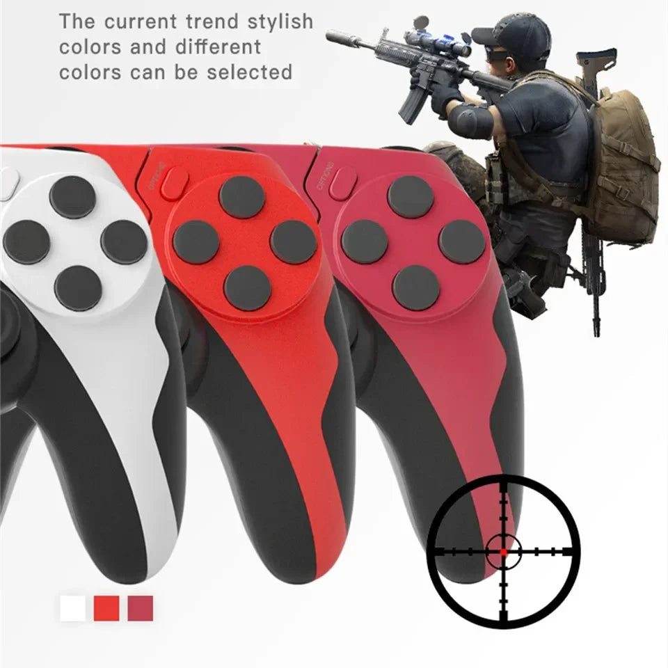 GAMINJA-mando inalámbrico con Bluetooth, doble vibración, 6 ejes, panel táctil, micrófono, puerto de auriculares para PS4, PS3, PC