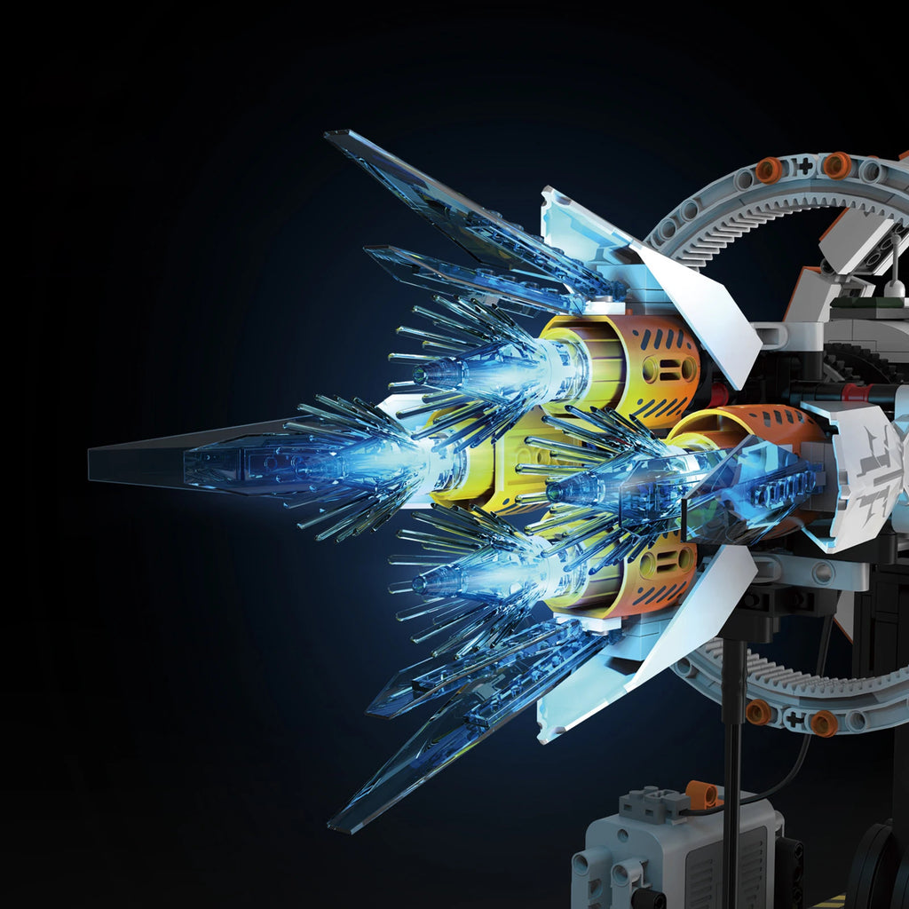 Serie de exploración espacial, modelo de bloques de construcción, estación espacial con propulsor y soporte, adornos MOC creativos de escritorio para adultos
