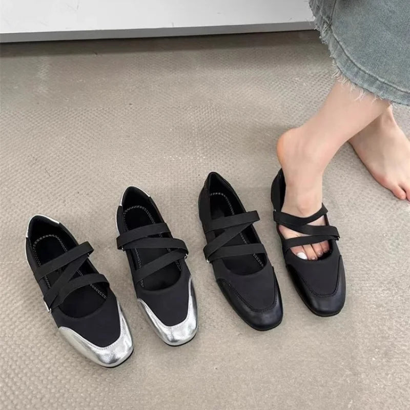 Zapatos Planos Mary Jane para Mujer, Punta Redonda, Estilo Ballet