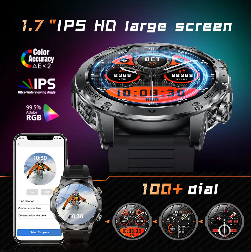 Reloj Inteligente Deportivo AMOLED con Batería 1000mAh, Brújula y GPS