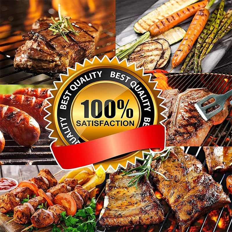 LMETJMA Juego de accesorios para parrilla de barbacoa, kit de utensilios de acero inoxidable para barbacoa con estuche, kit de utensilios prácticos portátiles para parrilla