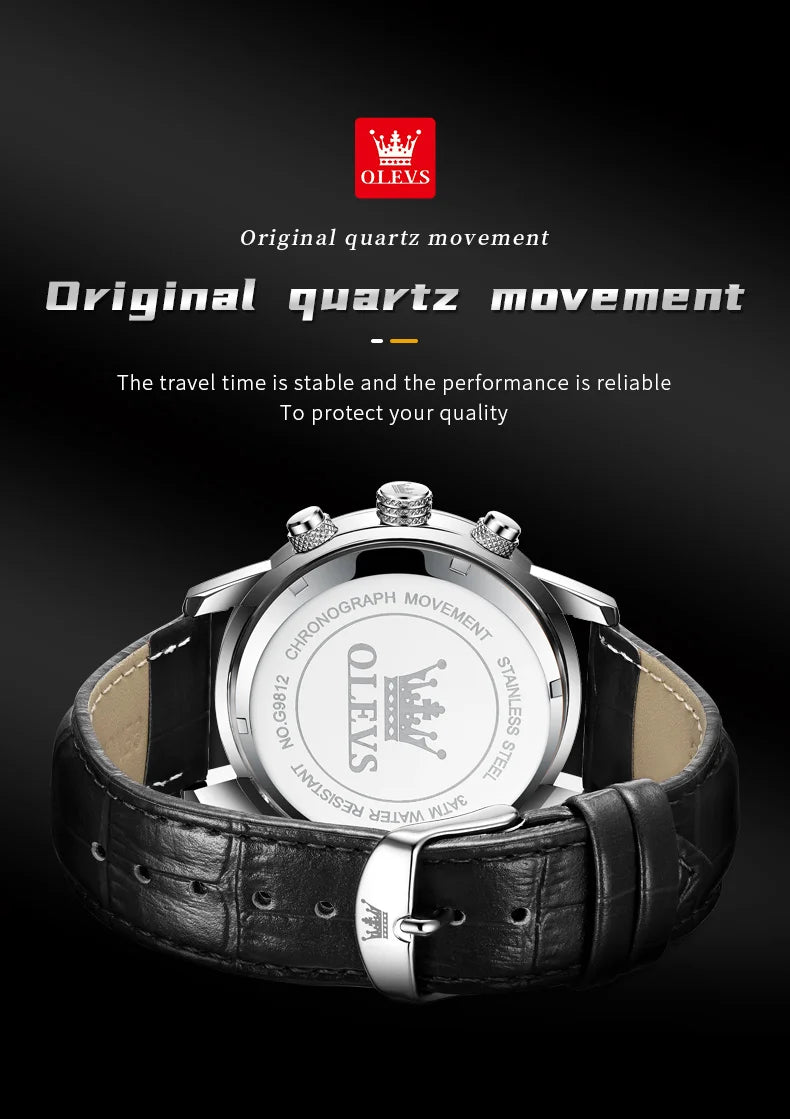 Reloj OLEVS Cronógrafo Fase Lunar de Cuarzo para Hombre