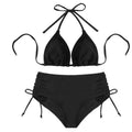 2 unids/set de Bikini dividido para mujer, conjunto de Bikini con tirantes en la espalda y cuello colgante, traje de baño de playa para mujer