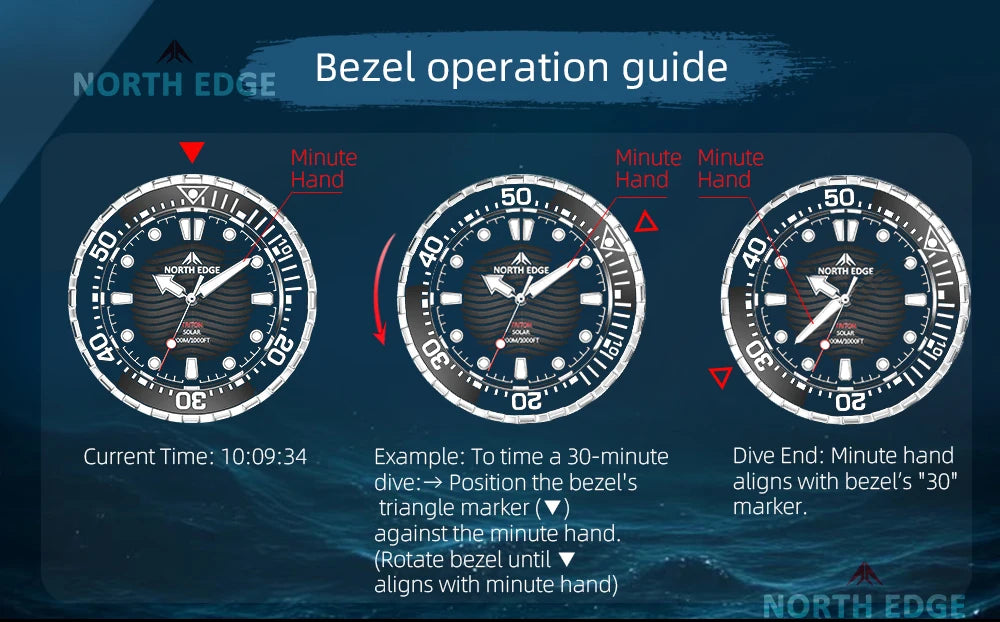 NORTH EDGE TRITON-Ti Reloj de Buceo Titanio Solar