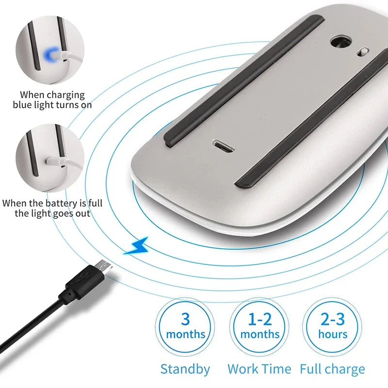 Nuevo ratón Bluetooth inalámbrico ultrafino recargable silencioso Multi Arc Touch ratones ratón mágico para ordenador portátil Ipad Mac PC Macbook