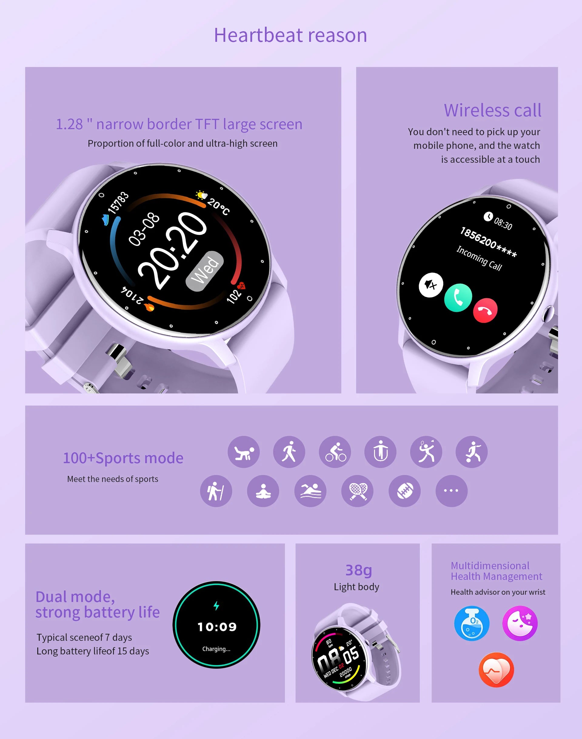 LIGE Reloj Inteligente Táctil IP68 Bluetooth