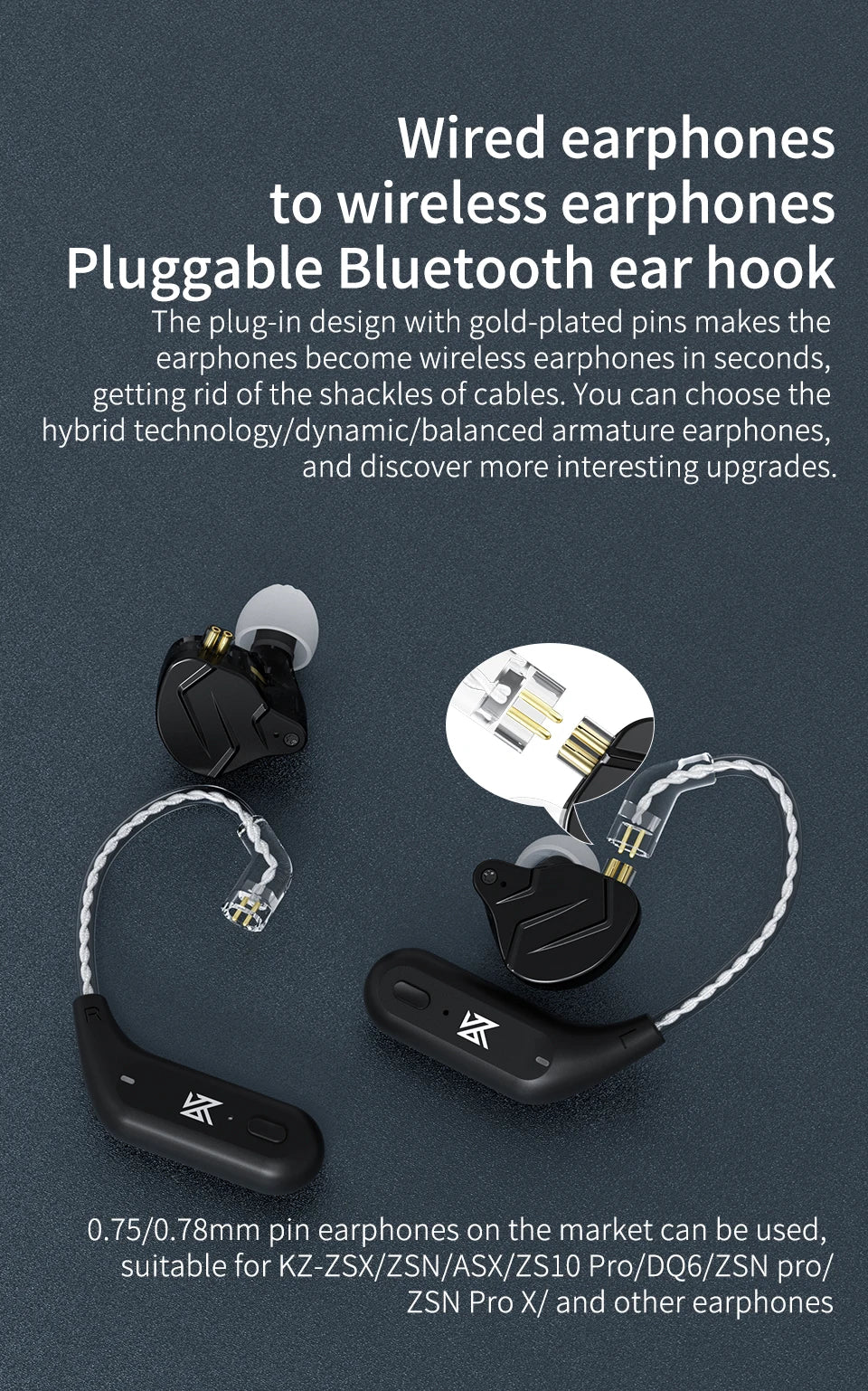 KZ AZ09 Cable Bluetooth 5.2 para Auriculares KZ