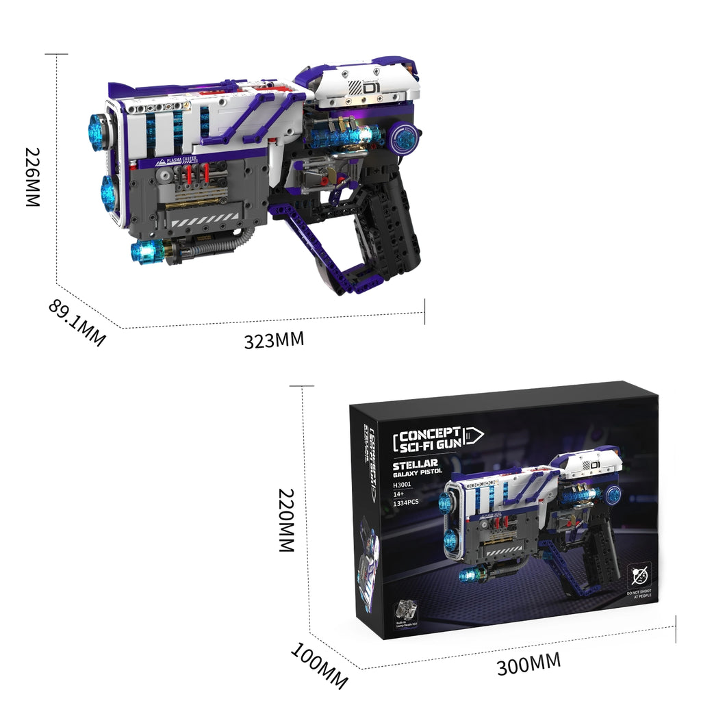Juego de Bloques de Construcción de Pistola Mecánica con Luces, 1334 Piezas, Adorno de Escritorio de Pistola de Juguete, Juguete Educativo de Construcción de Modelos, Regalo de Cumpleaños