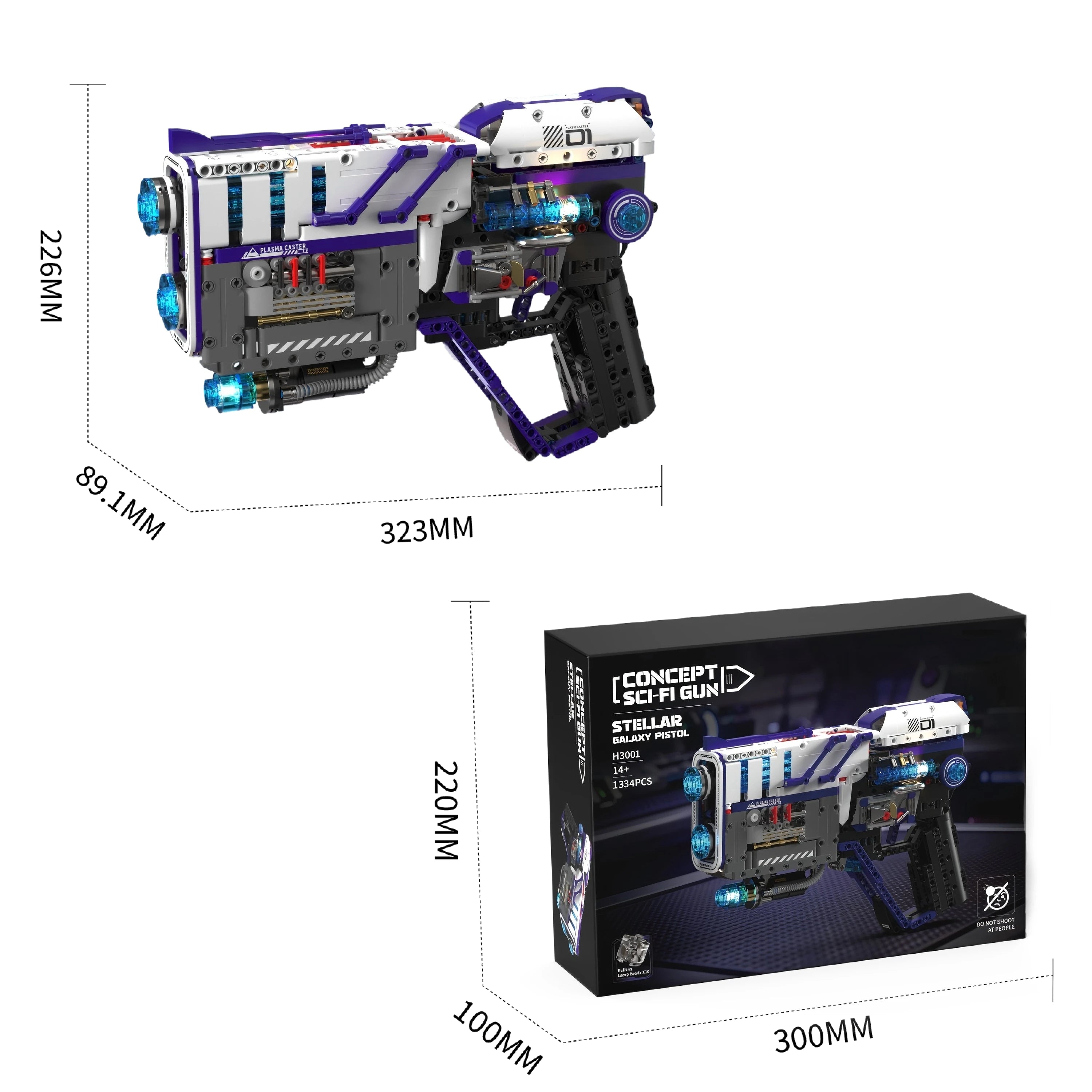 Juego de Bloques de Construcción de Pistola Mecánica con Luces, 1334 Piezas, Adorno de Escritorio de Pistola de Juguete, Juguete Educativo de Construcción de Modelos, Regalo de Cumpleaños
