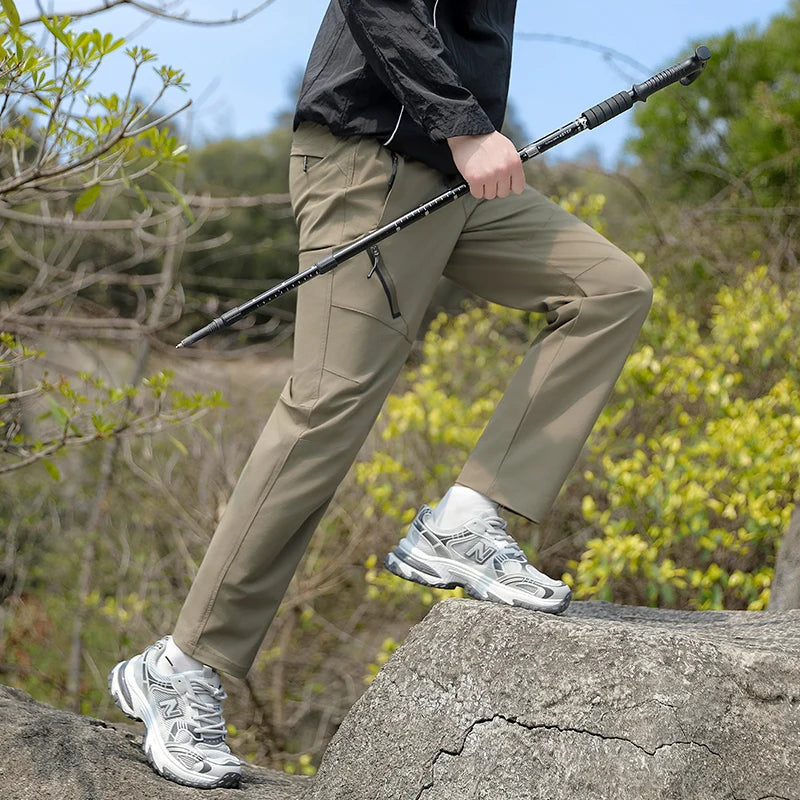 Pantalones elásticos de secado rápido de cuatro lados para hombre, pantalones de Montañismo al aire libre, ligeros y finos para mujer, transpirables elásticos de verano