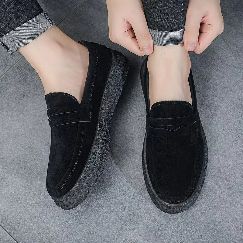 Mocasines con plataforma a la moda para hombre, zapatos informales cómodos para hombre, zapatillas ligeras sin cordones para caminar, zapatos planos transpirables para conducir