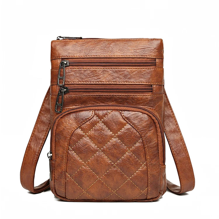 Bolso de hombro de cuero suave para mujer, bolso para teléfono móvil, bolso en capas, cartero, diseñador de lujo de un solo hombro, bolso de mujer, billetera